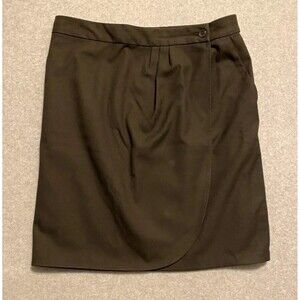 Gap Wrapped Mini Skirt Women's 0‎ Black Viscose Lined Classic Pleated Pockets